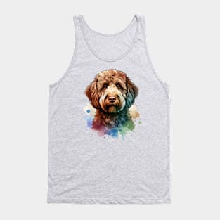 Chocolate Labradoodle Dog Watercolor Artwork Tank Top